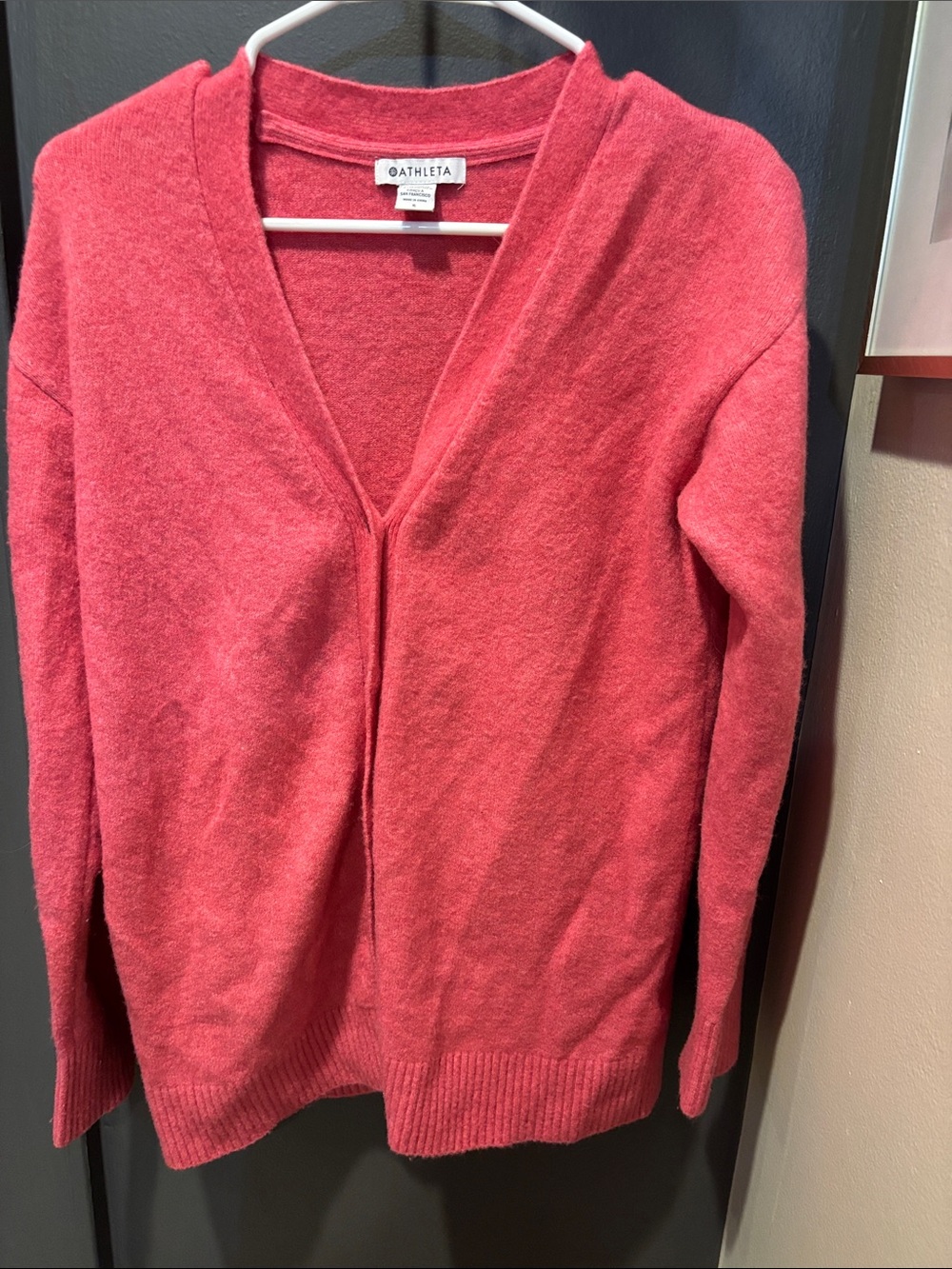 Athleta Coral-Pink V-Neck Sweater